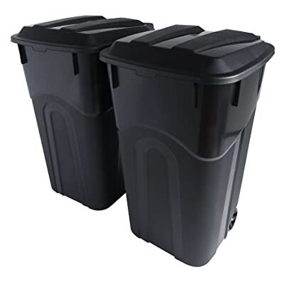 United 32 Gallon Wheeled Outdoor Garbage Can with Attached Snap Lock Lid and Heavy-Duty Handles, Black, Heavy-Duty Construction, Perfect Backyard, Deck, or Garage Trash Can, 2 Pack United 32 Gallon Wheeled Outdoor Garbage Can with Attached Snap Lock Lid and Heavy-Duty Handles, Black, Heavy-Duty Construction, Perfect Backyard, Deck, or Garage Trash Can, 2 Pack