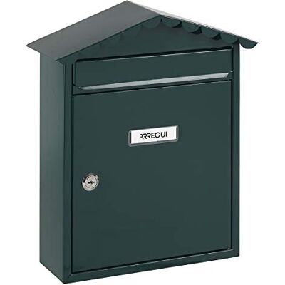 ARREGUI Visit Outdoor Letterbox (Steel, 360 x 300 x 110 mm), Green, E5743 ARREGUI Visit Outdoor Letterbox (Steel, 360 x 300 x 110 mm), Green, E5743
