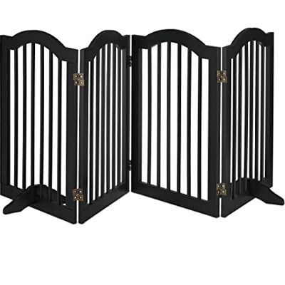 Relaxdays Safety Gate, Free-Standing Barrier, Protectiion Fence with Feet, for Children & Pets, HW: 92 x 205 cm, Black, Fibreboard Relaxdays Safety Gate, Free-Standing Barrier, Protectiion Fence with Feet, for Children & Pets, HW: 92 x 205 cm, Black, Fibreboard