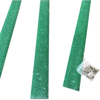 GreenTec 5pk 600mm Green GRP Anti-Slip Decking Strips 3mm thick, 50mm wide pre-drilled GRP strips for decking, steps and ramps, with fixings included for outdoor grip. GreenTec 5pk 600mm Green GRP Anti-Slip Decking Strips 3mm thick, 50mm wide pre-drilled GRP strips for decking, steps and ramps, with fixings included for outdoor grip.