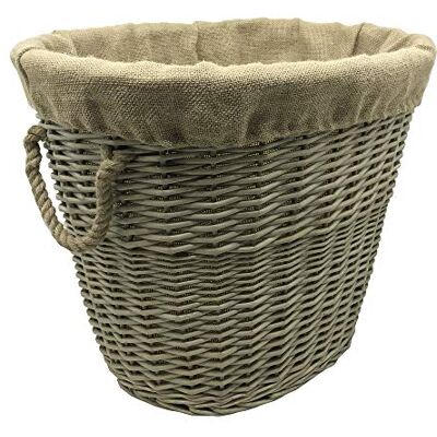 Jvl Willow Log Basket with Liner and Rope Handles - Antique Wash Jvl Willow Log Basket with Liner and Rope Handles - Antique Wash