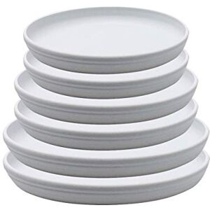 SAROSORA Round Plastic Plant Saucer Drip Tray Set of 6 for Indoor Outdoor Home Garden Flower Plant Container Flower Pot Pallets ((23+26+29) x2, White-Grey) SAROSORA Round Plastic Plant Saucer Drip Tray Set of 6 for Indoor Outdoor Home Garden Flower Plant Container Flower Pot Pallets ((23+26+29) x2, White-Grey)