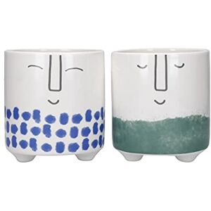 KitchenCraft Face Planters, Set of 2 Indoor Plant Pots for Herbs, Cactus, Succulents or Small House Plants, Dolomite, Blue and Green, 1 x 1 x 11cm KitchenCraft Face Planters, Set of 2 Indoor Plant Pots for Herbs, Cactus, Succulents or Small House Plants, Dolomite, Blue and Green, 1 x 1 x 11cm