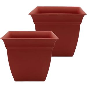 The HC Companies 12 Inch Eclipse Square Planter with Saucer – Indoor Outdoor Plant Pot for Flowers Vegetables Herbs, Clay (Pack of 2) The HC Companies 12 Inch Eclipse Square Planter with Saucer – Indoor Outdoor Plant Pot for Flowers Vegetables Herbs, Clay (Pack of 2)