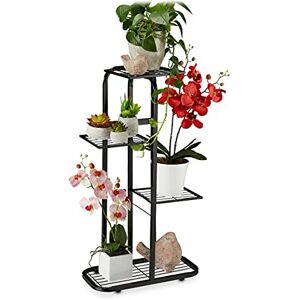 Relaxdays Plant Stand, 4 Shelves, Flower Rack, Indoor, H x W x D: 81 x 44 x 24.5 cm, Metal, Black, Steel Relaxdays Plant Stand, 4 Shelves, Flower Rack, Indoor, H x W x D: 81 x 44 x 24.5 cm, Metal, Black, Steel