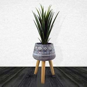 Leaf Ceramic Indoor Cachepot Planters, Wood, 44cm Aztec Blue Leaf Ceramic Indoor Cachepot Planters, Wood, 44cm Aztec Blue
