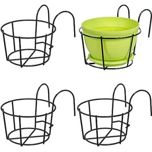 Leoenir 4 Pack Round Hanging Railing Planters Metal Flower Pot Holder for Balcony and Fence (Black) Leoenir 4 Pack Round Hanging Railing Planters Metal Flower Pot Holder for Balcony and Fence (Black)