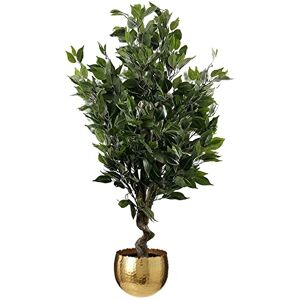 Leaf Artificial Indoor Tree with Planter, Mixed Materials, Evergreen Ficus Gold Curve, 110cm Leaf Artificial Indoor Tree with Planter, Mixed Materials, Evergreen Ficus Gold Curve, 110cm