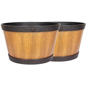 Plant Avenue Lightweight Recycled Plastic Garden Pot Planter with Drainage Holes UV Resistant & Frostproof 2 x Oban Whiskey Country Barrel (Large Light Oak) Plant Avenue Lightweight Recycled Plastic Garden Pot Planter with Drainage Holes UV Resistant & Frostproof 2 x Oban Whiskey Country Barrel (Large Light Oak)