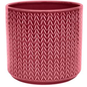 Ivyline Planter in Ruby Ceramic with Chevron Print Tall Design and Slim Silhouette Waterproof Indoor Round Flower Pot H17 x D19 cm Ivyline Planter in Ruby Ceramic with Chevron Print Tall Design and Slim Silhouette Waterproof Indoor Round Flower Pot H17 x D19 cm