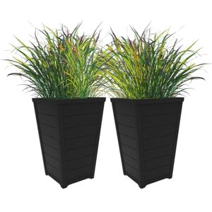 Keter Tall Large Flower Pots, Tapered Wood Look Planters for, Resin, Graphite Keter Tall Large Flower Pots, Tapered Wood Look Planters for, Resin, Graphite