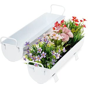 Relaxdays Window Box Gutter, Planter Garden & indoors, Set Of 2 Metal Tubs For Plants, Zinc Look, White Relaxdays Window Box Gutter, Planter Garden & indoors, Set Of 2 Metal Tubs For Plants, Zinc Look, White