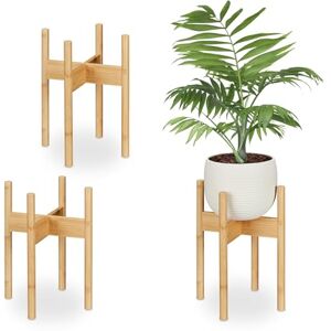 Relaxdays Plant Stand, Set of 3, Bamboo, Flowerpot Holder, up to Ø: 25 cm, Indoor Home Decor Accessory, Natural, L Relaxdays Plant Stand, Set of 3, Bamboo, Flowerpot Holder, up to Ø: 25 cm, Indoor Home Decor Accessory, Natural, L