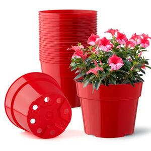 RooTrimmer 6 inch/15cm Top Diameter Plastic Flower Planter Pots 20 Pack Bright Red Color, 20 PCS Water Collecting Trays, Pot Saucers and 20 Soil Block Mesh(Pots+Trays+Mesh) RooTrimmer 6 inch/15cm Top Diameter Plastic Flower Planter Pots 20 Pack Bright Red Color, 20 PCS Water Collecting Trays, Pot Saucers and 20 Soil Block Mesh(Pots+Trays+Mesh)