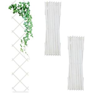 Relaxdays Extendable Trellis, Set of 3, 180 x 30 cm, Wood, Wall-Mounted, Climbing Support, for Plants & Flowers, White Relaxdays Extendable Trellis, Set of 3, 180 x 30 cm, Wood, Wall-Mounted, Climbing Support, for Plants & Flowers, White