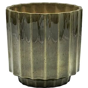 Ivyline Lugano Scalloped Reactive Planter in Green Waterproof and Lightweight Indoor Ceramic Houseplant Pot with Reactive Glaze H13cm x D13cm Ivyline Lugano Scalloped Reactive Planter in Green Waterproof and Lightweight Indoor Ceramic Houseplant Pot with Reactive Glaze H13cm x D13cm