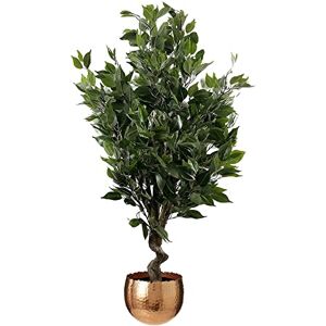 Leaf Artificial Indoor Tree with Planter, Mixed Materials, Evergreen Ficus Copper Curve, 110cm Leaf Artificial Indoor Tree with Planter, Mixed Materials, Evergreen Ficus Copper Curve, 110cm