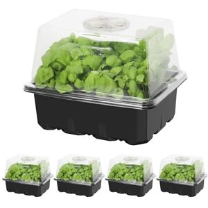 MIXC 10 Set Seedling Trays Seed Starter Kit, 60 Large Cells Mini Propagator Plant Grow Kit with Humidity Vented Domes and Base for Seeds Starting Greenhouse (6 Cells per Tray)-Black MIXC 10 Set Seedling Trays Seed Starter Kit, 60 Large Cells Mini Propagator Plant Grow Kit with Humidity Vented Domes and Base for Seeds Starting Greenhouse (6 Cells per Tray)-Black