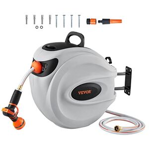 VEVOR Retractable Garden Hose Reel, 1/2" x 131.23 ft Wall Mounted Hose Reel, Heavy Duty Garden with 9 Patterns Nozzle, Any Length Lock, Auto-Rewind Slow Return System and 180°Swivel Bracket VEVOR Retractable Garden Hose Reel, 1/2" x 131.23 ft Wall Mounted Hose Reel, Heavy Duty Garden with 9 Patterns Nozzle, Any Length Lock, Auto-Rewind Slow Return System and 180°Swivel Bracket