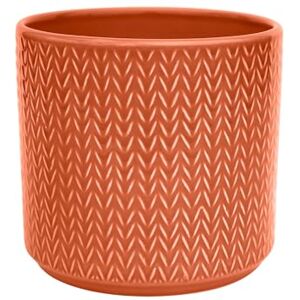 Ivyline Planter in Sienna Ceramic with Chevron Print Tall Design and Slim Silhouette Waterproof Indoor Round Flower Pot H15 x D15 cm Ivyline Planter in Sienna Ceramic with Chevron Print Tall Design and Slim Silhouette Waterproof Indoor Round Flower Pot H15 x D15 cm