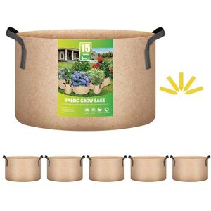iPower 5 pack 15 gallon grow bags non woven pots aeration container with strap handles for garden and plants iPower 5 pack 15 gallon grow bags non woven pots aeration container with strap handles for garden and plants