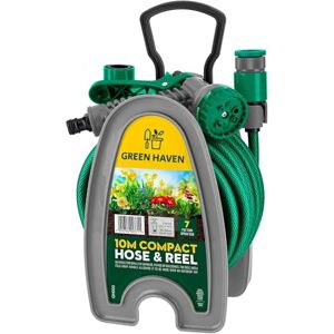 CUQOO Green Haven Garden Hose Pipe Reel – 10m / 32ft Lightweight Compact Hosepipe with 7-Pattern Spray Nozzle Gun, Easy Wind Mini Hose Reel for Small Gardens, Balconies & Outdoor Cleaning CUQOO Green Haven Garden Hose Pipe Reel – 10m / 32ft Lightweight Compact Hosepipe with 7-Pattern Spray Nozzle Gun, Easy Wind Mini Hose Reel for Small Gardens, Balconies & Outdoor Cleaning