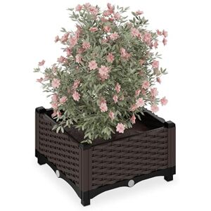 Relaxdays Planter, Rattan Look, HWD: 23 x 40 x 40 cm, Garden Plant & Flower Pot, Raised Bed, with Water Reservoir, Brown, 40 cm Relaxdays Planter, Rattan Look, HWD: 23 x 40 x 40 cm, Garden Plant & Flower Pot, Raised Bed, with Water Reservoir, Brown, 40 cm