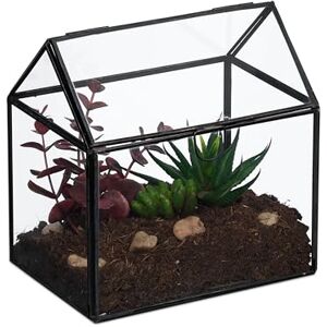 Relaxdays Terrarium, Glass & Tin, House Shape, Succulents, Moss & Air Plants, Mini Greenhouse, Decor for Windowsill Relaxdays Terrarium, Glass & Tin, House Shape, Succulents, Moss & Air Plants, Mini Greenhouse, Decor for Windowsill