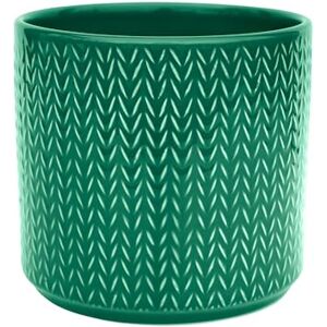 Ivyline Planter in Emerald Ceramic with Chevron Print Tall Design and Slim Silhouette Waterproof Indoor Round Flower Pot H17 x D19 cm Ivyline Planter in Emerald Ceramic with Chevron Print Tall Design and Slim Silhouette Waterproof Indoor Round Flower Pot H17 x D19 cm