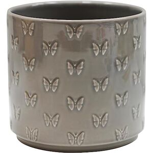 Ivyline Planter, Earthenware, Grey Butterfly, D17.5cm x H17cm Ivyline Planter, Earthenware, Grey Butterfly, D17.5cm x H17cm