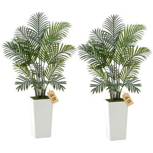 VEVOR Artificial Areca Palm 1219 mm, 2 Pack Fake Palm Tropical Plants with White Tall Planter, Faux Floor Silk Plant in Pot, Large Tree for Home Office Living Room Decor House Warming, Indoor Outdoor VEVOR Artificial Areca Palm 1219 mm, 2 Pack Fake Palm Tropical Plants with White Tall Planter, Faux Floor Silk Plant in Pot, Large Tree for Home Office Living Room Decor House Warming, Indoor Outdoor