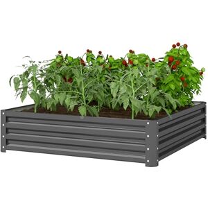 Outsunny 432L Square Raised Garden Bed Box with Weatherized Steel Frame for Vegetables, Flowers and Herbs, 120 x 120 x 30cm, Light Grey Outsunny 432L Square Raised Garden Bed Box with Weatherized Steel Frame for Vegetables, Flowers and Herbs, 120 x 120 x 30cm, Light Grey