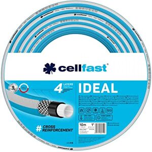 Cellfast Ideal Garden Hose, Durable, Flexible, 4-ply, Durable Cross Braid, UV and Algae Resistant, Reach Technology, 27 bar, -20/+60° Short-Term 1 inch, 10 m Cellfast Ideal Garden Hose, Durable, Flexible, 4-ply, Durable Cross Braid, UV and Algae Resistant, Reach Technology, 27 bar, -20/+60° Short-Term 1 inch, 10 m