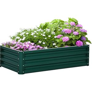 Outsunny 216L Raised Garden Bed, Galvanised Planter Box Outdoor with Open Bottom, Metal Raised Garden Bed Kit for Vegetables, Flowers and Herbs, 120 x 60 x 30.5cm, Green Outsunny 216L Raised Garden Bed, Galvanised Planter Box Outdoor with Open Bottom, Metal Raised Garden Bed Kit for Vegetables, Flowers and Herbs, 120 x 60 x 30.5cm, Green