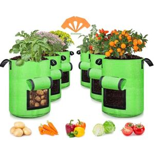 SCENGCLOS 10 Gallon Potato Grow Bags, 6 Pack, Two-Sides Window Garden Planting Bag with Durable Handle, Thickened Nonwoven Fabric Pots Vegetable Grow Bags for Tomato, Carrot, Onion, Fruits, Flower SCENGCLOS 10 Gallon Potato Grow Bags, 6 Pack, Two-Sides Window Garden Planting Bag with Durable Handle, Thickened Nonwoven Fabric Pots Vegetable Grow Bags for Tomato, Carrot, Onion, Fruits, Flower