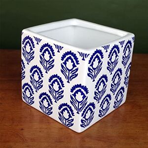 Leaf Ceramic Indoor Cachepot Planters, Blue White Floral Print, 12cm Leaf Ceramic Indoor Cachepot Planters, Blue White Floral Print, 12cm