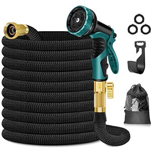 HOHAOO Garden Hose, 50FT Garden Hose Pipe with 10 Modes Spray Gun & Solid Brass Connectors, Flexible Hose Pipe, Expandable Hose Pipe for Garden, Black 15m HOHAOO Garden Hose, 50FT Garden Hose Pipe with 10 Modes Spray Gun & Solid Brass Connectors, Flexible Hose Pipe, Expandable Hose Pipe for Garden, Black 15m