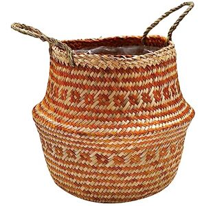 Ivyline Tribal Lined Basket in Amber Premium Quality Handmade and Waterproof Seagrass Basket with Handles for Houseplants H30cm x D35cm Ivyline Tribal Lined Basket in Amber Premium Quality Handmade and Waterproof Seagrass Basket with Handles for Houseplants H30cm x D35cm