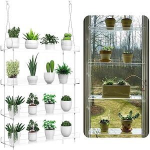 ZerzSemp Hanging Clear Acrylic Plant Shelves, 4-Tier Window Wall Stand for Indoor Gardens, Flower, Succulents, Herb, Seedling Organization and Plants Pots Display ZerzSemp Hanging Clear Acrylic Plant Shelves, 4-Tier Window Wall Stand for Indoor Gardens, Flower, Succulents, Herb, Seedling Organization and Plants Pots Display