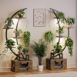 YITAHOME Plant Stand Indoor with LED Grow Lights, 5-Tier Metal Plant Shelf with Cats Bed, 165CM Tall Double Symmetry Curved Plant Holder Rack for Living Room, Patio, Balcony YITAHOME Plant Stand Indoor with LED Grow Lights, 5-Tier Metal Plant Shelf with Cats Bed, 165CM Tall Double Symmetry Curved Plant Holder Rack for Living Room, Patio, Balcony
