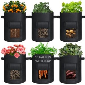GOTGELIF 6 Pack 10 Gallon Potato Grow Bags with Flap, Thickened Nonwoven Fabric Grow Bags for Growing Potatoes, Carrots, Onion, etc Vegetables, Plants & Fruits Black GOTGELIF 6 Pack 10 Gallon Potato Grow Bags with Flap, Thickened Nonwoven Fabric Grow Bags for Growing Potatoes, Carrots, Onion, etc Vegetables, Plants & Fruits Black
