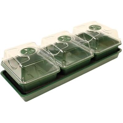 Gardening Naturally Windowsill Seed Spa Self Watering Propagator with Capillary Mat and Clear Cover for Vegetable Herb and Flower Seeds (3 Bays) Gardening Naturally Windowsill Seed Spa Self Watering Propagator with Capillary Mat and Clear Cover for Vegetable Herb and Flower Seeds (3 Bays)