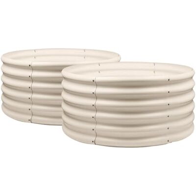Harbour Housewares Raised Garden Bed Ivory 90 x 45cm 2x Round Bottomless Metal Raised Bed Galvanised Steel Planter Box for Growing Outdoor Plants, Vegetables, Flowers and Herbs Harbour Housewares Raised Garden Bed Ivory 90 x 45cm 2x Round Bottomless Metal Raised Bed Galvanised Steel Planter Box for Growing Outdoor Plants, Vegetables, Flowers and Herbs