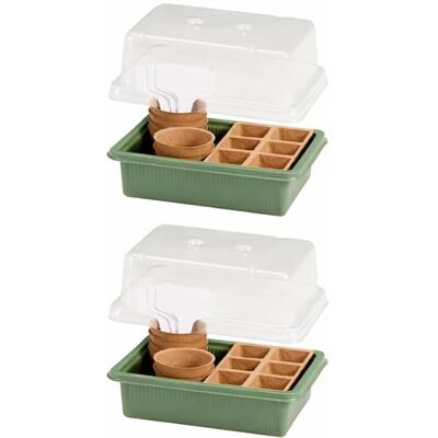Muddy Hands Pack of 2 Seed Starting Kit – 17 Piece Propagator Set with Tray, Biodegradable Pots, Seed Tray Insert, Widger, Dibber, Plant Labels & Humidity Dome – Indoor Garden & Vegetable Seed Germination Set Muddy Hands Pack of 2 Seed Starting Kit – 17 Piece Propagator Set with Tray, Biodegradable Pots, Seed Tray Insert, Widger, Dibber, Plant Labels & Humidity Dome – Indoor Garden & Vegetable Seed Germination Set