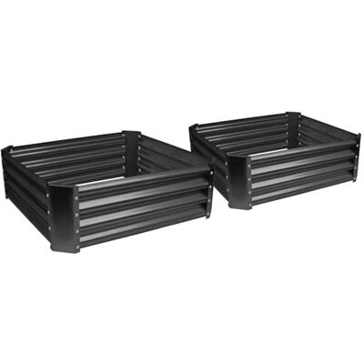 Harbour Housewares Raised Garden Bed Anthracite 90 x 90cm Pack of 2 Square Bottomless Galvanised Steel Planter Box for Growing Outdoor Plants, Vegetables, Flowers and Herbs Harbour Housewares Raised Garden Bed Anthracite 90 x 90cm Pack of 2 Square Bottomless Galvanised Steel Planter Box for Growing Outdoor Plants, Vegetables, Flowers and Herbs