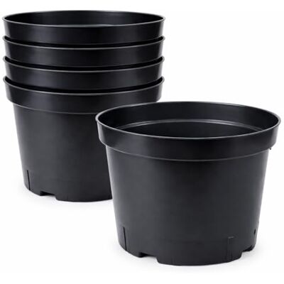 Muddy Hands Pack of 5 Large Black Plastic Plant Pot Outdoor Garden Planter Wide Squat Grow Pot for Vegetables Flowers Herbs Durable with Drainage Holes (25 Litre) Muddy Hands Pack of 5 Large Black Plastic Plant Pot Outdoor Garden Planter Wide Squat Grow Pot for Vegetables Flowers Herbs Durable with Drainage Holes (25 Litre)