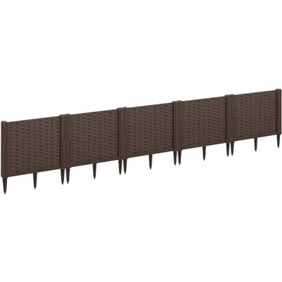 Outsunny Plastic Raised Garden Bed Modular Planter Box Kit for Herbs Brown Garden Fence Edging Border, Flowers, Vegetables, Outdoor Plants Outsunny Plastic Raised Garden Bed Modular Planter Box Kit for Herbs Brown Garden Fence Edging Border, Flowers, Vegetables, Outdoor Plants
