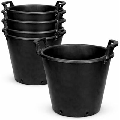 Muddy Hands Pack of 5-30 Litre Heavy Duty Large Plastic Plant Pots with Handles Outdoor Garden Planters Containers Perfect for Flowers, Trees, Potatoes, Vegetables etc Muddy Hands Pack of 5-30 Litre Heavy Duty Large Plastic Plant Pots with Handles Outdoor Garden Planters Containers Perfect for Flowers, Trees, Potatoes, Vegetables etc