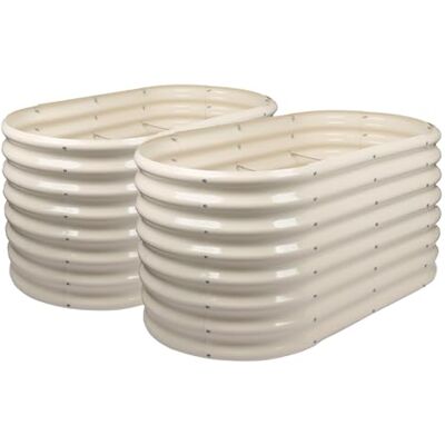 Harbour Housewares Raised Garden Bed Ivory 120 x 60 x 60cm 2x Rounded Bottomless Metal Raised Bed Galvanised Steel Planter Box for Growing Outdoor Plants, Vegetables, Flowers and Herbs Harbour Housewares Raised Garden Bed Ivory 120 x 60 x 60cm 2x Rounded Bottomless Metal Raised Bed Galvanised Steel Planter Box for Growing Outdoor Plants, Vegetables, Flowers and Herbs