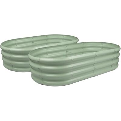 Harbour Housewares Raised Garden Bed Green 120 x 60cm Rounded Pack of 2 Bottomless Galvanised Steel Planter Box for Growing Outdoor Plants, Vegetables, Flowers and Herbs Harbour Housewares Raised Garden Bed Green 120 x 60cm Rounded Pack of 2 Bottomless Galvanised Steel Planter Box for Growing Outdoor Plants, Vegetables, Flowers and Herbs
